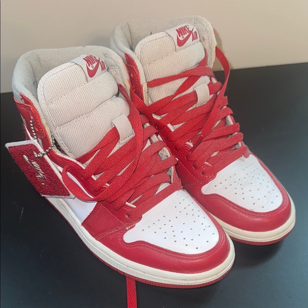 Nike Red and White High-Top Sneakers